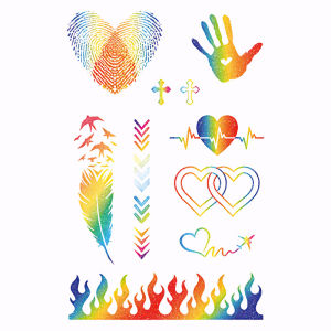 11.11 Personality fingerprint colored glitter tattoo sticker easy to clean arm chest Spice girl Royal sister niche Internet celebrity personality10.17