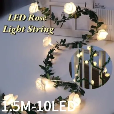 Christmas Berry String Light Led Garland Battery Operated Tree Decor Vine Leaves Rattan Festive