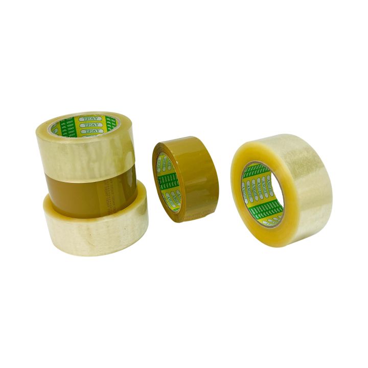 1 Cuộn Băng Keo Trong, Đục Dán Thùng Angel 4F8, 100 Yard, 200 Yard, Độ Dính  43 Mic, 6 Cuộn Nặng 1.2Kg, Đủ Yard, Đủ Mic