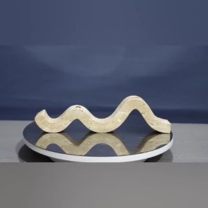 Sacesr Marble Wave Double Taper Candle HolderMarble Candlestick Holders Candle Stand for Home DecorParty and Table Centerpieces 9Q4T2