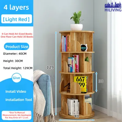 🌟SG STOCK🌟Rotating Book Shelf Rotate Student Multi Layer Bookcase 360-degree Rotating Creative Bookshelf