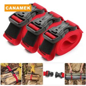 【CANAMEK】 2pcs Nylon Cargo Strap Recyclable Tied Luggage Fastener Ropes with Buckle Down Lash Belt Tied Outdoor Travel Camping Tools