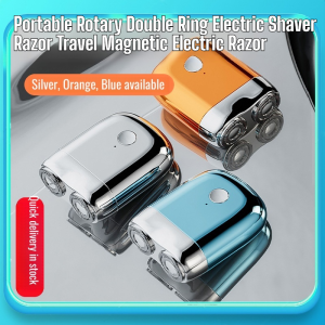 [Powerful Dual-Ring Blades] Portable Rotary Double Ring Electric Shaver Razor/便携式旋转双环电动剃须刀/Travel Magnetic Electric Razor