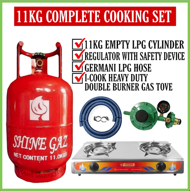 SHINEGAZ 11KG ALL IN ONE PACKAGE WITH ICOOK DOUBLE BURNER ( WALA PANG LAMAN LPG)