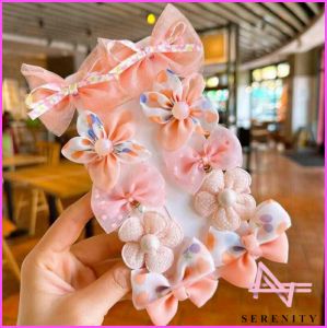 SERENITY 10Pcs/Set Lace Hair Clips Baby Girls Glitter Wing Hairbows Duckbill Clip Pearl Flower Hairpins Princess Barrettes For Kids