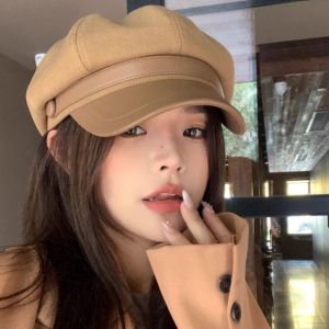 MAYIT Woolen Winter Beret Hat Vintage Windproof Painter Octagonal Cap Fashion Elegant Panama Cap for Women