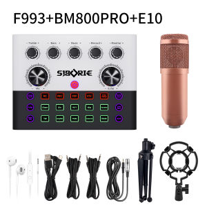 Siborie soundcard F993+BM800PRO MIC+E10 headset paket lengkap SET Mixer Bluetooth Sound Card Microphone
