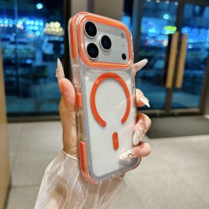 Transparent For Magsafe Heavy Duty Anti-Slip Bumper c Case For iPhone 18 17 Pro Max 16 15 13 14 Plus 2 IN 1 Candy Cover