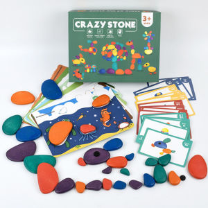 Permainan Batu Pelangi Berwarna Crazy Stone Rainbow Pebbles Educational Toys Stone Stacking Game For Children