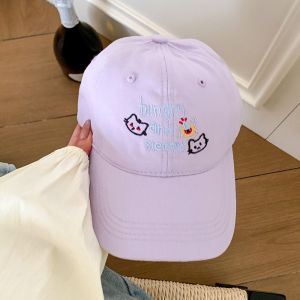 DYJKOUG Korean Letter Baseball Cap Cotton Embroidery Snapback Cap Trend Versatile Cat Peaked Cap Teenagers