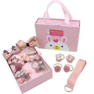 Hộp Phụ Kiện Tóc Cho Bé Gái Hộp 18 Kẹp Tóc Xinh Xắn