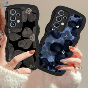 Kesing Lucky Oil Painting & Tulip Bunga Biru Wavy Edge: Casing hp Samsung A14 A04S