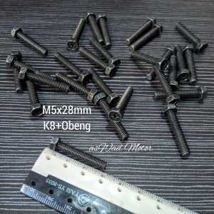 5pcs Baut M5x28mm K8+Obeng Hitam Original Universal / Baut Kunci 8 plus Obeng