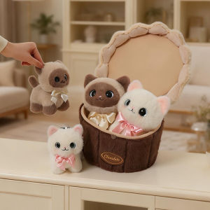 1 PC Cartoon Gift Party Series Plush Toys Cute Fluffy Gift Box Kitten Bear Penguin Doll Lovely Bags Hanging Toys Cute Xmas Gift