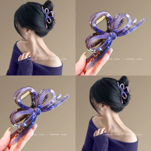 Korean Premium Mermaid Princess Iridescent Bow Large Hair Claw Clip Women Back Head Bun Shark Clip Ponytail Hairpin Hair Accessories for Women Girls