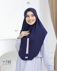 PROMO / Hijab ARRAFI Terbaru AR 745 / Jilbab Instan Pet Antem Variasi Kain Warna dan Permata / Kerudung Jersey Adem