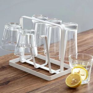 Kitchen Metal Utensils Cup Holder Stand Glass Mug Drinkware Drying Rack Storage Cup Shelf Living Room Shelf