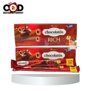Chocolatos Rich Coated Wafer Roll Box Isi 12pcs Wafer Salut Cokelat Snack Cemilan Anak Murah Halal