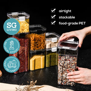 (SG Ready Stock) Stackable Airtight Food Container (Locking Clips) | Durable Snack/Spice/Grain Storage Jar