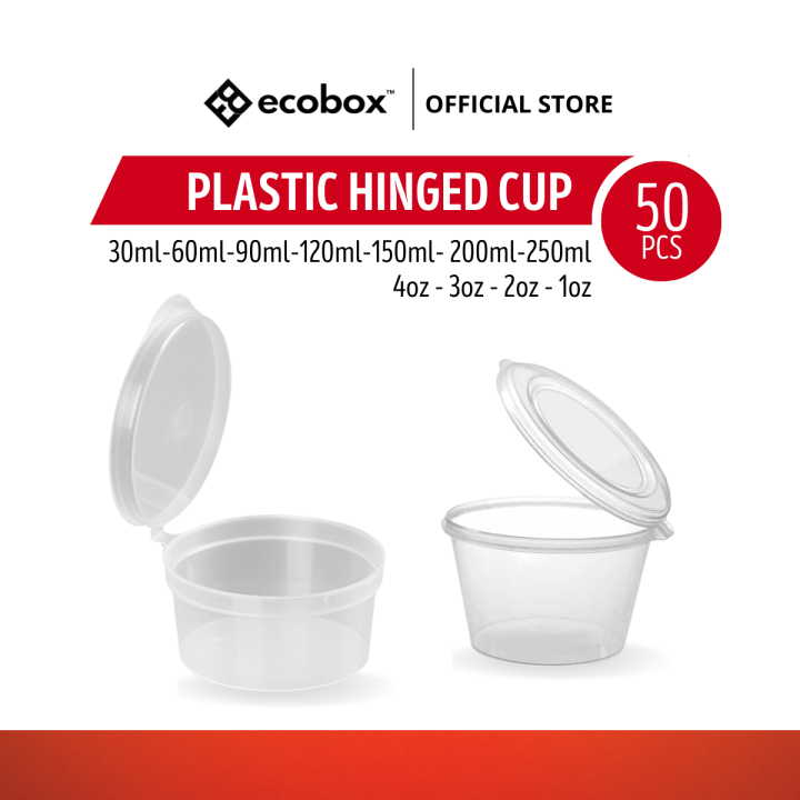 Ecobox Disposable Plastic Hinged Cup, Salad Cup, Disposable Cup, Saucers,  Plastic Sauce Container, Sauce Container