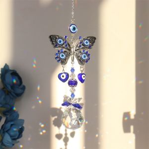 DEER Rhinestone Devil Eye Suncatcher Rainbow Maker Butterfly Sunlight Catcher Multipurpose Crystal Balls Sun Catcher Pendant Window Hanging