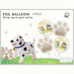 3D Dalmatian foil 5in1 balloon set shape foil happy birthday dog foil balloon set birthday pet party decoration