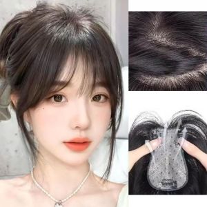 BHHH Natural Synthetic Hair Toppers Wig Clip in Fake Bangs 3D Hair Bangs Hair Accessories Styling Invisible Breathable Hair Piece Women