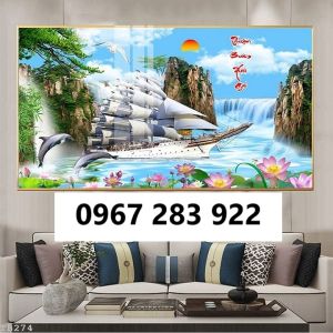 Gạch tranh 3D thuyền buồm