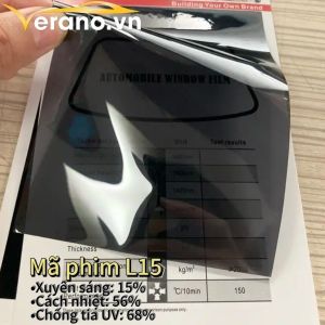 Phim cách nhiệt VERANO mã L15 dán nhà kính cửa sổ chống nắng chói nhìn trộm tia UV 68%...