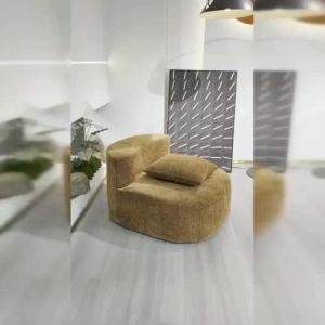 UrbanSpace SG- Simple Modern Tofu Block Fabric Sofa Lazy Sofa Round Single Leisure Chair Beige All-Match Living Room Furniture