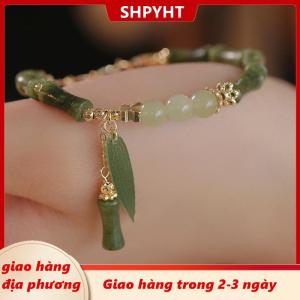 [COD] SHPYHT Giao hàng địa phương Trung Quốc Phong Cách Retro Màu Xanh Lá Cây Tre Doanh Đính Cườm Vòng Đeo Tay Cho Phụ Nữ Của Thời Trang Đơn Giản Quyến Rũ Hợp Kim Lá Vòng Đeo Tay Đồ Trang Sức Quà Tặng