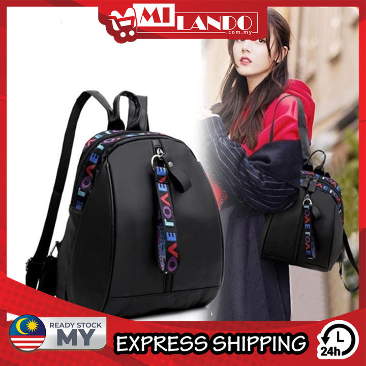 MILANDO Korean Stylist Ladies Women NYLON Backpack Casual Rucksack