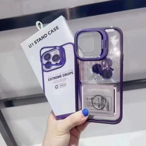 U1 Stand Hybird iPhone 11 | 11 Pro | 11 Pro Max | 12 | 12 Pro | 12 Pro Max | 13 | 13 Pro Luxe 2 in 1 Case Hybird Lensa Protector Case Premium