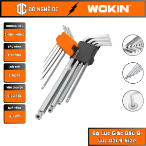 Bộ Lục Giác Đầu Bi Dài 9 Size Bộ Lục Lăng Đầu Bi Cao Cấp 207609 Wokin Tools Thép cao cấp dùng để vặn tháo lắp bulong ốc vít đầu lục giác