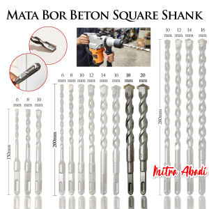 PANJANG 200 MM Mata Bor Beton Hammer Impact Square Shank Kotak Bobok Tembok 18 mm 20 mm
