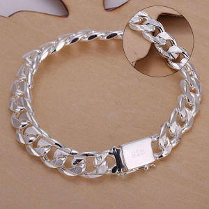 【HOMP】Sterling Bracelets Fashion Gifts Mens 10MM Square Buckle Sideways Bracelets