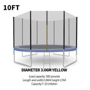 LUCKYBABE Large Trampoline 10FT Diameter 306CM Indoor and Outdoor Children Trampoline Adult Trampoline with Safety Net and Ladder