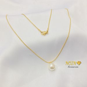 Pearl Necklace Kalung Mutiara Titanium Wanita Choker Anti Alergi Kelegan