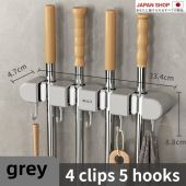 Mop broom holder rack with hook wall mounted heavy duty organizer storage rack sticks on the wall no holes needed replacement bracket bathroom kitchen heavy duty tool hanger self-adhesive multipurpose mop clamp traceless hook