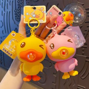 PORATE ปลดปล่อยอารมณ์อารมณ์ พวงกุญแจบี. ดั๊ก เป่าฟองสบู่ ของเล่นแบบหนีบ แพคเกจจี้ห้อย น่ารักน่ารักๆ การ์ตูนลายการ์ตูน พวงกุญแจรูปเป็ดระบายไขมัน ของขวัญสำหรับเด็ก