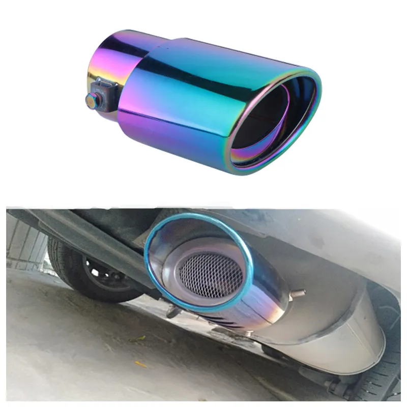 Adjustable Bent Exhaust Tip – Stainless Steel, Universal Fit, Blue Finish, 1.4”-2.5” Range
