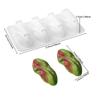 IFFINE 3D Simulated Durian Flesh Design Pistachios Chocolate Mold Coffee Bean-shaped 4-Cell Design French Pastry Mold French Design Heat Resistant Baking Tools Party Dessert