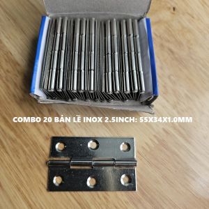 INOX – Combo 20 Bản lề lá inox 2.5inch KÍCH THƯỚC 55 x 34 x 1.0MM . Bản lề lá inox sáng bóng.