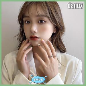 danux 2PCS Fashion Hollow Out Love Heart Ring Personality Geometric Rings Opening Ring Niche Index Finger Ring Fashion Jewelry Gift Rings