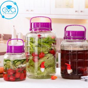 Bình Ngâm Rượu Thủy Tinh 3L Có Vòi Van QX3LV Nắp Tím Có Quai Cầm Tiện Lợi Đựng Nước Hoa Quả Detox