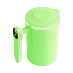 HCHC MALL Digital Display Automatic Stirring Cup Dust-proof Lid Temperature Measurement Electric Stirrer Mug Portable Stainless Steel ic Mixer for Coffee Travel