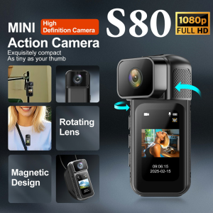 S80 Thumb Camera 2.7K HD180°Rotate WIFI Sport DV Cycling Recorder 1080P Pet WIFI Camera First Person View Sports Cycling Camera