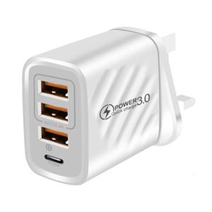 อุปกรณ์ชาร์จเร็ว4ชิ้นพร้อมๆกันเทคโนโลยี3.0บล็อกสำหรับชาร์จพกพาป้องกันความร้อนสูงเกินไปสำหรับใช้ในการเดินทาง