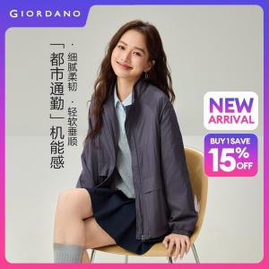 Giordano Beau Monde Women Stand collar raglan sleeve windproof jacket Free Shipping 13376032