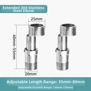 OEUVR Telescopic Eccentric Extendable Curved Foot Adjustable Eccentric Screw Corner Corner Shower Universal Eccentric Screw Adapter Bathroom
